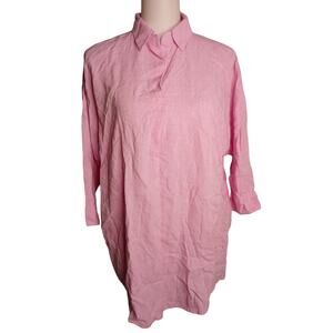 Chocol Raffine Robe Linen Blend top Japanese Brand Tunic Blouse Pink One Size